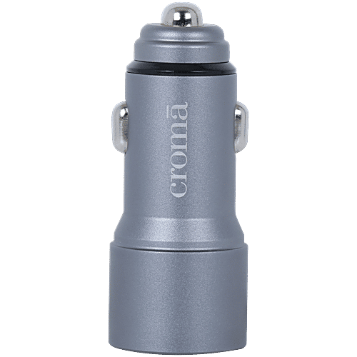 Croma QP38W 38 Watts 2 USB Ports Car Charging Adapter (Fast Charging Capability, CRST38WCHA281201, Grey), 1 Unit  