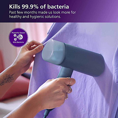 Philips India 3000 Series 1000 Watts 100ml Handheld Garment Steamer (Foldable, STH3000/20, Reno Blue), 1 Unit  