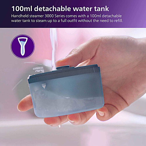 Philips India 3000 Series 1000 Watts 100ml Handheld Garment Steamer (Foldable, STH3000/20, Reno Blue), 1 Unit  