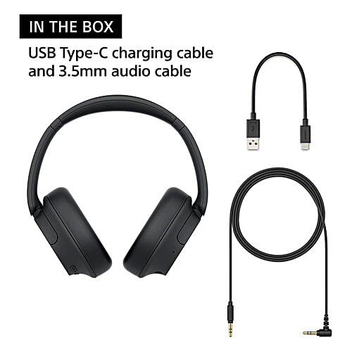 Sony WH-CH720 Bluetooth Headphone with Mic (Dual Noise Sensor Technology, Over Ear, Black), 1 Unit  