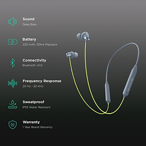 OnePlus OnePlus Bullets Wireless Z2 5481136578 Neckband with AI Noise Cancellation (IP55 Water & Sweat Resistant, Upto 30 Hours Playback, Jazz Green), 1 Unit  