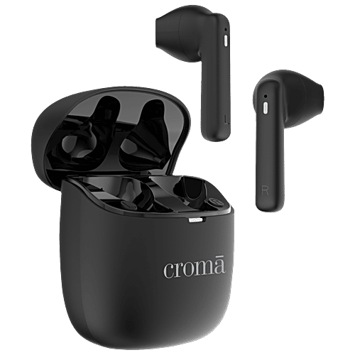 Croma CRSE030EPA016501 TWS Earbuds (Sweat & Water Resistant, Upto 32 Hours Playback, Black & Grey), 1 Unit  