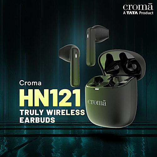 Croma CRSE030EPA016501 TWS Earbuds (Sweat & Water Resistant, Upto 32 Hours Playback, Black & Grey), 1 Unit  