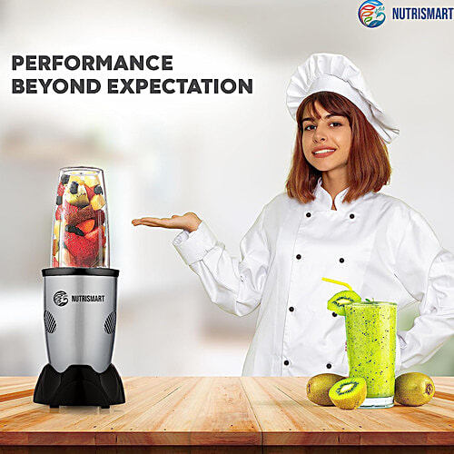 Nutrismart Nutriblend 500 Watt 2 Jars Mixer Grinder (22000 RPM, Overload Protection, Silver), 1 Unit
