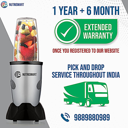 Nutrismart Nutriblend 500 Watt 2 Jars Mixer Grinder (22000 RPM, Overload Protection, Silver), 1 Unit