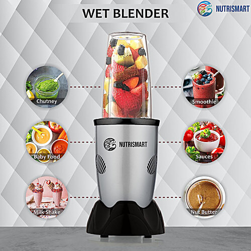 Nutrismart Nutriblend 500 Watt 2 Jars Mixer Grinder (22000 RPM, Overload Protection, Silver), 1 Unit