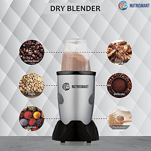 Nutrismart Nutriblend 500 Watt 2 Jars Mixer Grinder (22000 RPM, Overload Protection, Silver), 1 Unit