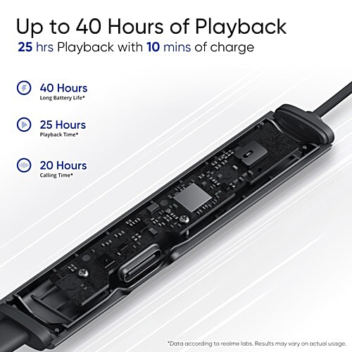 Realme Buds Wireless 3 RMA 2119 Neckband with Active Noise Cancellation (IP55 Water Resistant, Google Fast Pairing, Pure Black), 1 Unit  