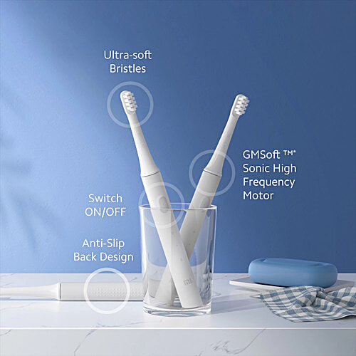 Mi T100 Electric Toothbrush for Adults (Dual Pro Brush Modes, White), 1 N
