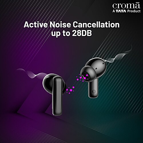 Croma Croma TWS Earbuds with Active Noise Cancellation (IPX5 Water Resistant, Fast Charging, Black), 1 Unit  