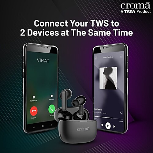 Croma Croma TWS Earbuds with Active Noise Cancellation (IPX5 Water Resistant, Fast Charging, Black), 1 Unit  