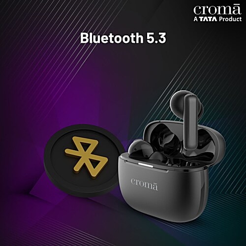 Croma Croma TWS Earbuds with Active Noise Cancellation (IPX5 Water Resistant, Fast Charging, Black), 1 Unit  