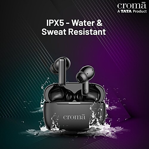 Croma Croma TWS Earbuds with Active Noise Cancellation (IPX5 Water Resistant, Fast Charging, Black), 1 Unit  