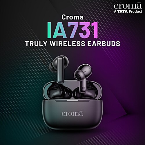 Croma Croma TWS Earbuds with Active Noise Cancellation (IPX5 Water Resistant, Fast Charging, Black), 1 Unit  