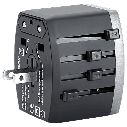 Croma Croma 4 Plugs 150 Countries Travel Adapter (Over Current Protection, CRST30WUTA014802, Black), 1 Unit  