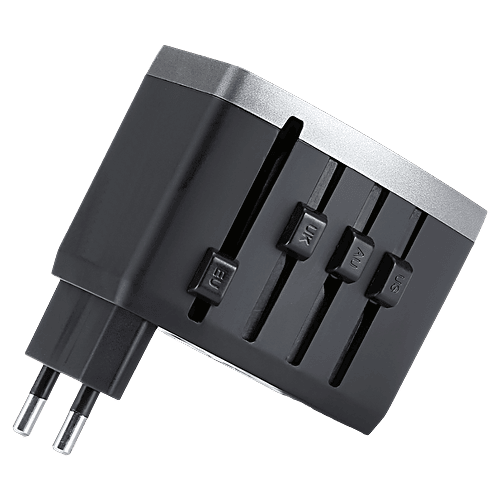 Croma Croma 4 Plugs 150 Countries Travel Adapter (Over Current Protection, CRST30WUTA014802, Black), 1 Unit  