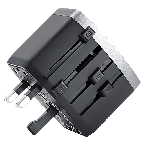 Croma Croma 4 Plugs 150 Countries Travel Adapter (Over Current Protection, CRST30WUTA014802, Black), 1 Unit  