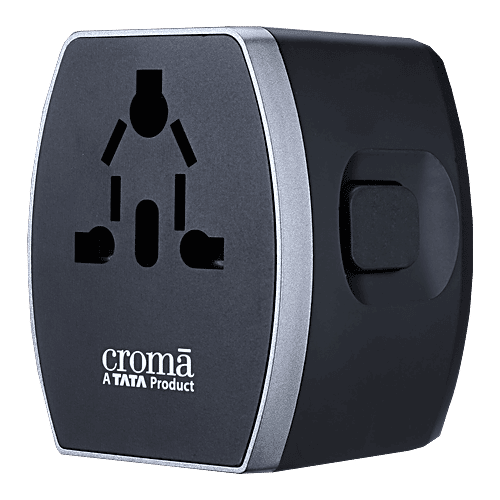 Croma Croma 4 Plugs 150 Countries Travel Adapter (Over Current Protection, CRST30WUTA014802, Black), 1 Unit  
