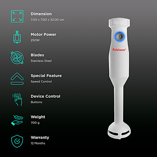 Fabiano Glam 250 Watt Hand Blender (Speed Control, White), 1 Unit
