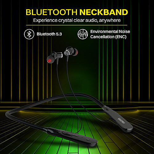 Croma CRSE020EPA0302 Neckband with Environmental Noise Cancellation (IPX4 Water Resistant, 10mm Driver, Black), 1 Unit  