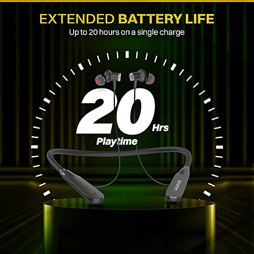 Croma CRSE020EPA0302 Neckband with Environmental Noise Cancellation (IPX4 Water Resistant, 10mm Driver, Black), 1 Unit  