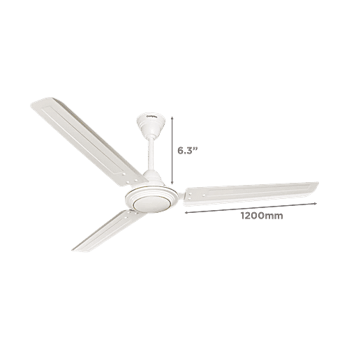 Crompton Surebreeze Hill Briz 1 Star 1200mm 3 Blade Copper Motor Ceiling Fan (Inverter Technology, Opal White), 1 Unit  