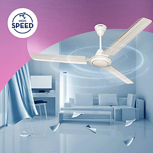 Crompton Surebreeze Hill Briz 1 Star 1200mm 3 Blade Copper Motor Ceiling Fan (Inverter Technology, Opal White), 1 Unit  