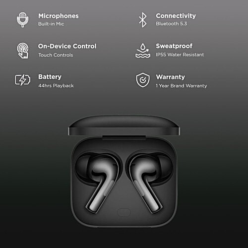 OnePlus OnePlus Buds 3 TWS Earbuds with Adaptive Noise Cancellation (IP55 Water & Dust Resistant, Fast Charging, Metallic Gray), 1 Unit  