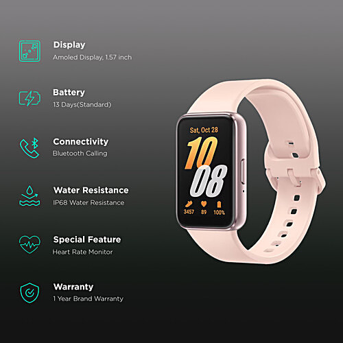 Samsung Galaxy Fit3 Smartwatch with 100 Plus Watch Faces (40.9mm AMOLED Display, IP68 Water Resistant, Pink Gold Strap), 1 Unit  