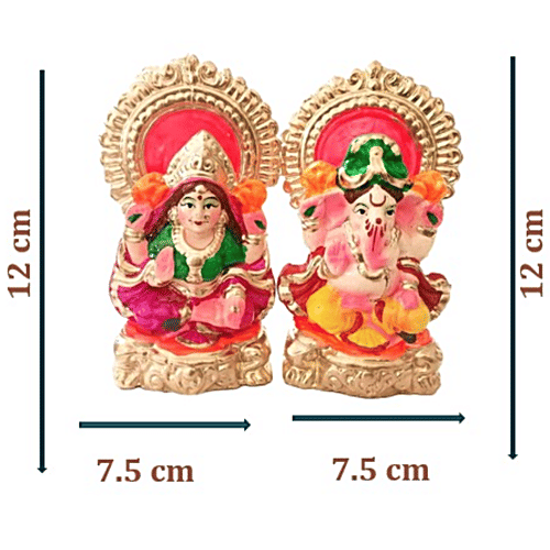 Creative Space Lakshmi Ganesh Clay Murti Statue - Festive Decoration, 2 pcs Diwali Special