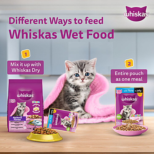 Whiskas Kitten 2-12 Months Wet Cat Food - Mackerel Flavour, 80 g Pouch Mackerel Flavour, 2-12 Months, 100% Complete & Balanced Nutrition
