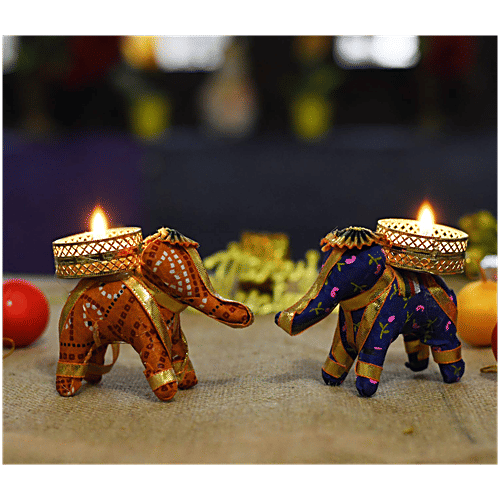 Divine Art Elephant Tea Light Holder, 2 pcs (Set of 2)