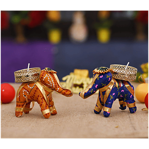 Divine Art Elephant Tea Light Holder, 2 pcs (Set of 2)