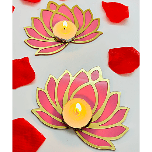Untumble Lotus T Light Candle Holder For Diwali Rangoli, 2 pcs