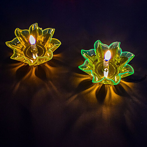 Satvik Floating Diyas - Assorted Colours, 12 pcs