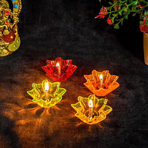 Satvik Floating Diyas - Assorted Colours, 12 pcs