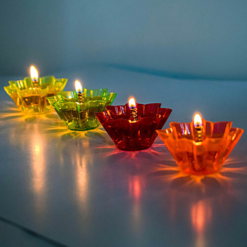 Satvik Floating Diyas - Assorted Colours, 12 pcs