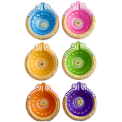 Satvik Clay Diya - Model 3, 6 pcs  