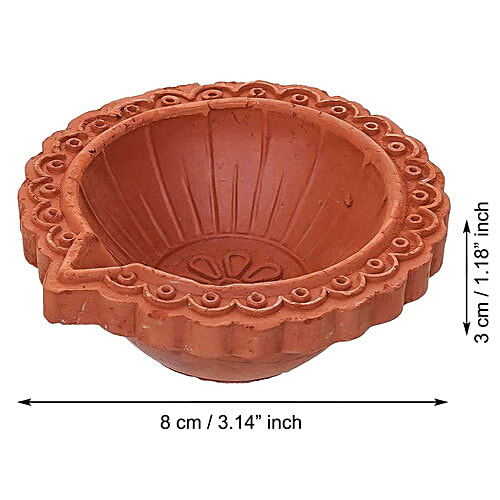 eCraftIndia Decorative Clay Diyas Deepam Oil Lamps, Mitti Diya For Diwali, 1 pc (Set of 6) 