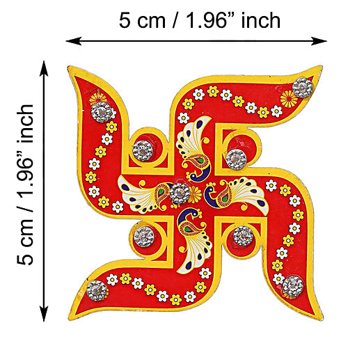 eCraftIndia Wooden Handcrafted Swastika Stickers For Wall, Door, 1 pc  