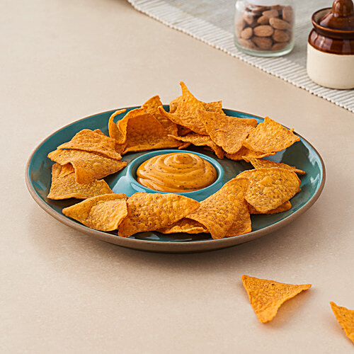 bb home Earth Round Chip & Dip Serving Platter, 25.5 cm, 1 pc