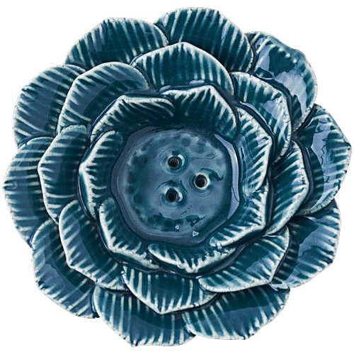 bb home Earth Lotus Blossom Green Handcrafted Incense & Tealight Ceramic Holder, 1 pc