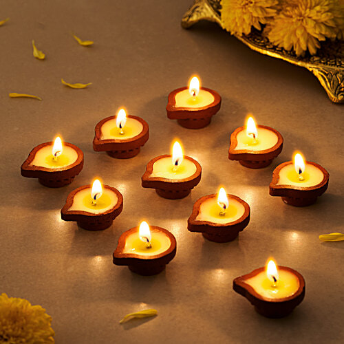 Daivya Sparsh by bigbasket Traditional Ghee Diya - Burn Time Up To 45 Min, 10 pcs Burn Time Up To 40 min