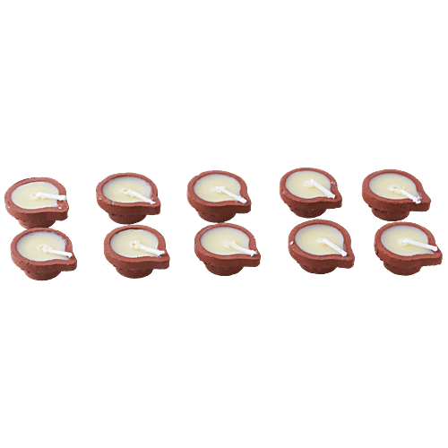 Daivya Sparsh by bigbasket Traditional Ghee Diya - Burn Time Up To 45 Min, 10 pcs Burn Time Up To 40 min