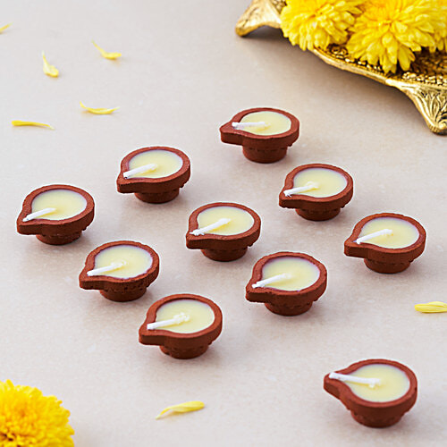 Daivya Sparsh by bigbasket Traditional Ghee Diya - Burn Time Up To 45 Min, 10 pcs Burn Time Up To 40 min