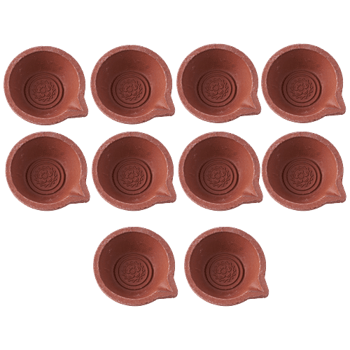 Daivya Sparsh by bigbasket Terracotta Charm Festive Diya - Medium Size, 10 pcs  