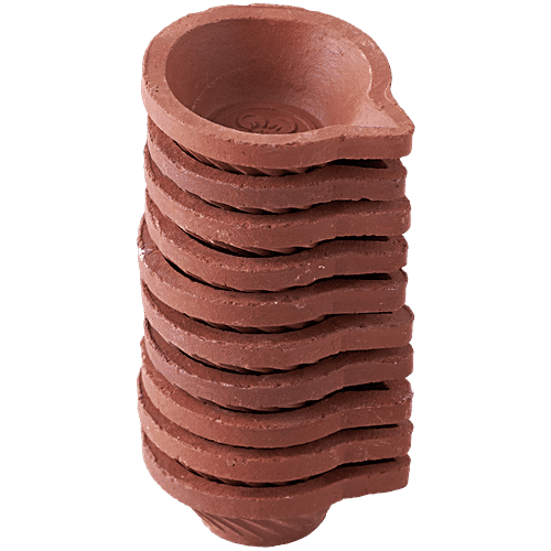 Daivya Sparsh by bigbasket Terracotta Charm Festive Diya - Medium Size, 10 pcs  