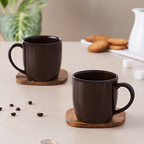 bb home Earth Porcelain Brown Teacup, 200 ml (Set of 4) 