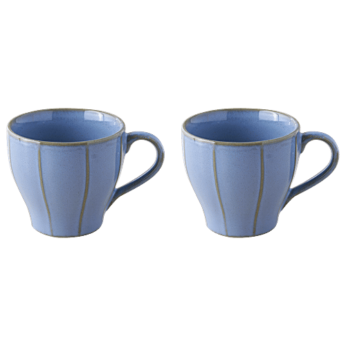 bb home Earth Porcelain Blue Teacup, 200 ml (Set of 4) 