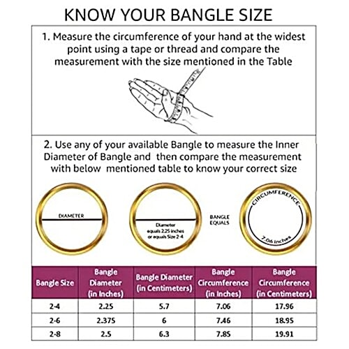 Pearlfiesta Metal Bangles - With Velvet Work, Red, Size 6.60 cm, 24 pcs